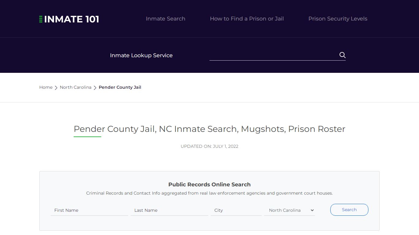 Pender County Jail, NC Inmate Search, Mugshots, Prison ...